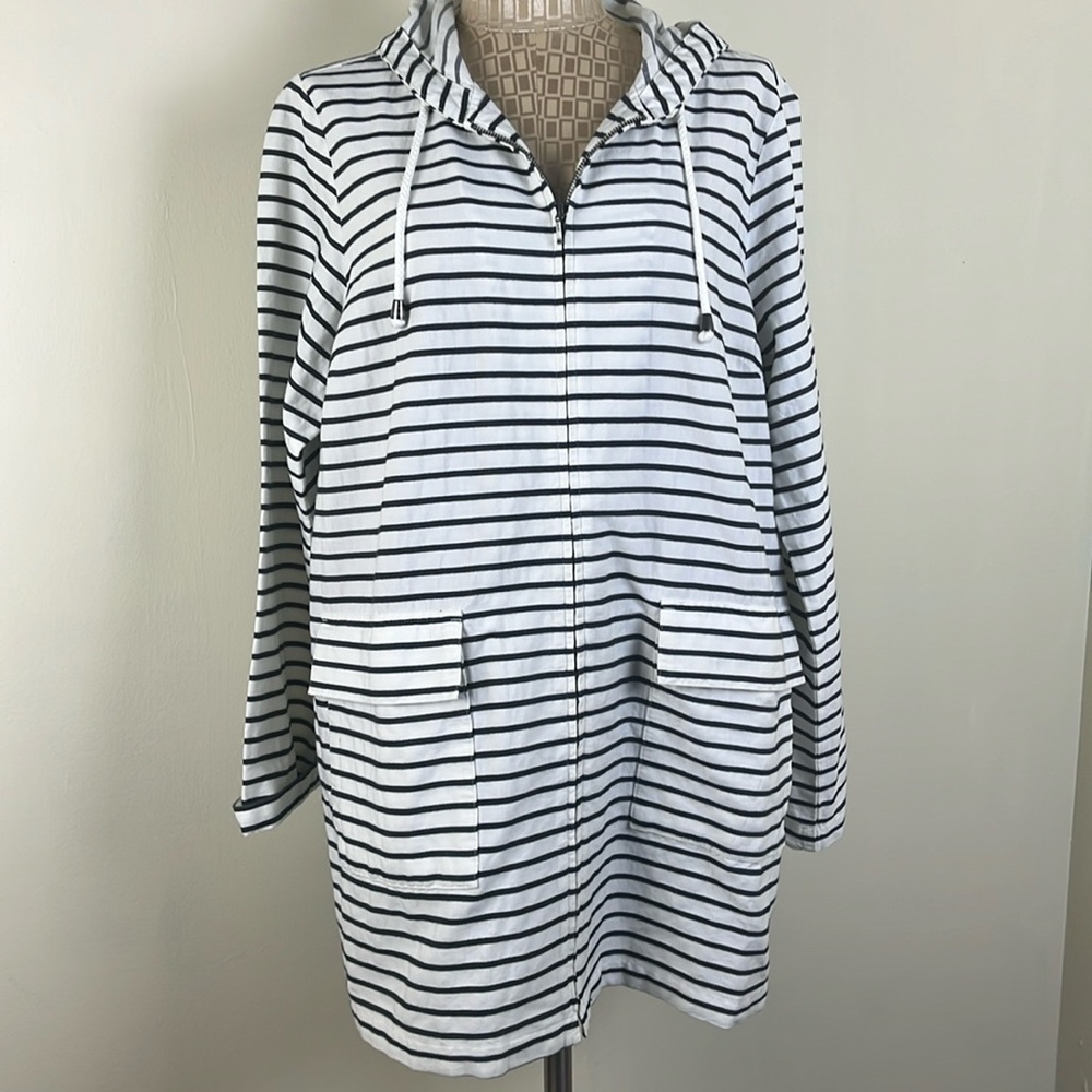 J Jill striped above knee length jacket